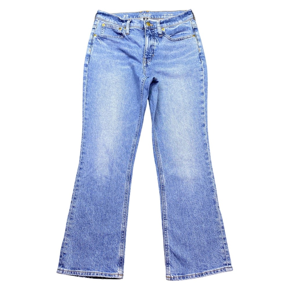 J.Crew 10 Demi Boot Crop Jeans Medium Wash Size 27 BR867 Western Grunge Retro